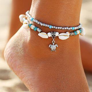 Layered Turtle Anklet Af076 - One Size