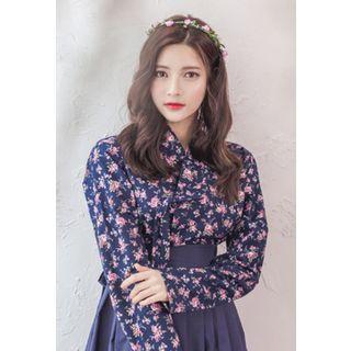 Set: Rose Print Hanbok Top + Skirt