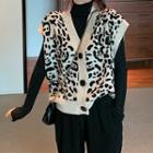 Leopard Print Knit Vest / Wide-leg Pants