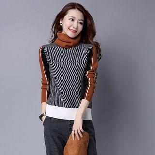 Color Block Sleeve Striped Sweater