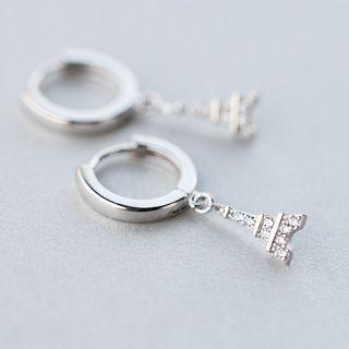 Sterling Silver Rhinestone Tower Drop Earring 1 Pair - Silver - One Size