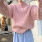 Mock-neck Cable Knit Sweater / Sweatpants