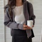 Zipped Knit Jacket Gray - One Size