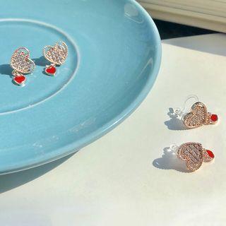 Rhinestone Heart Earring 1 Pair - One Size