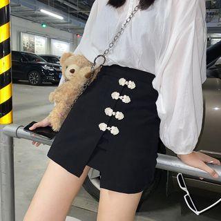 Frog-button Mini A-line Skirt