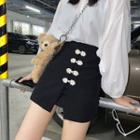 Frog-button Mini A-line Skirt