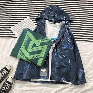 Hooded Patent Zip Jacket