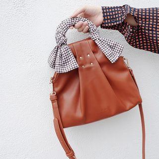 Plaid Handle Bucket Bag