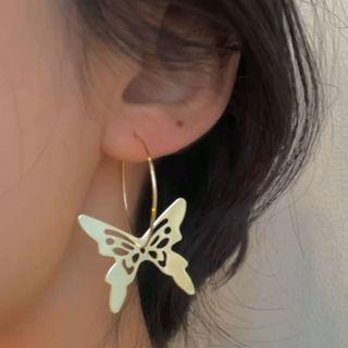 Cutout Metal Butterfly Earring Gold - 1438a#