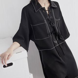 Stitched Cross Strap-front Playsuit