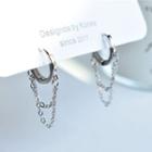 Chained Hoop Earring 1 Pair - Silver - One Size