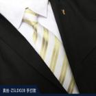 Genuine Silk Striped Neck Tie Zsld028 - Gold & White - One Size