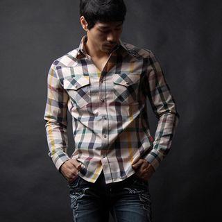 Dual-pocket Multicolor-checked Shirt Xl
