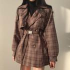 Plaid Double-breasted Mini Coat Dress