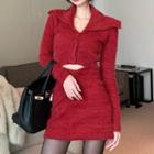 Long-sleeve Fleece Top / Mini Skirt