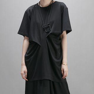 Ruched Short-sleeve Long T-shirt