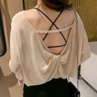Long-sleeve Open-back Sheer T-shirt