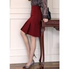 Metal-detail Pleated-hem Midi Skirt