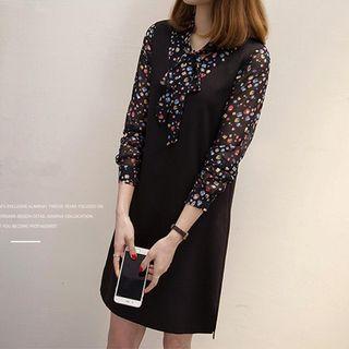 Mock Two Piece Print Panel Dress