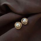 Rhinestone Faux Pearl Earring 1 Pair - Gold & Red - One Size