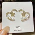 Heart Star Faux Pearl Alloy Earring E0067 - Silver Earring - Silver - One Size