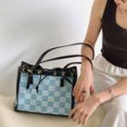 Checkerboard Pattern Panel Shoulder Bag