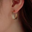 Faux Pearl Alloy Open Hoop Earring 1 Pair - Silver Needle - Gold - One Size