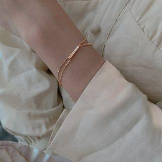 Rhinestone Layered Sterling Silver Bracelet 1 Pc - Gold - One Size