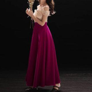 Sequin Off-shoulder A-line Evening Gown