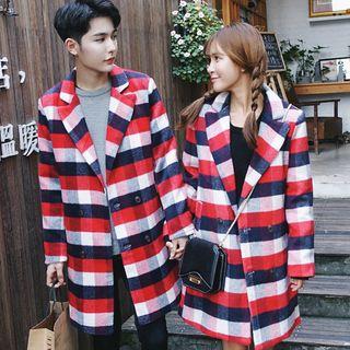 Couple Matching Plaid Notch Lapel Coat