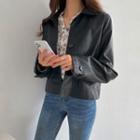 Drop-shoulder Faux-leather Jacket Black - One Size