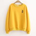 Long-sleeve Pineapple Embroidered Sweatshirt Yellow - One Size