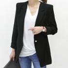 Pintuck-detail One-button Blazer