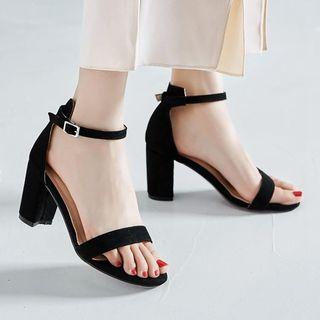 Genuine Leather Insole Open Toe Block Heel Sandals
