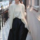 Sleeveless Knit Top / Cardigan / Midi A-line Skirt / Set