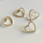 Faux Pearl Heart Earring 1 Pair - Silver - One Size