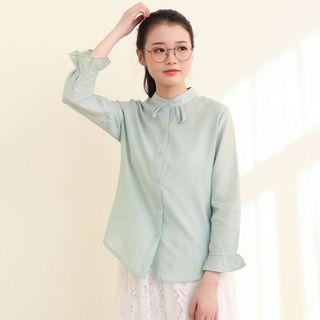 Frill Sleeve Linen Blouse