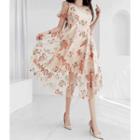 Floral Tulle Empire Dress Beige - One Size