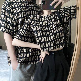 Couple Matching Lettering Loose T-shirt