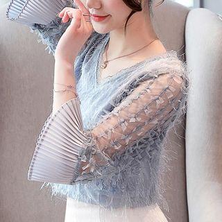 V-neck Bow Sleeve Top