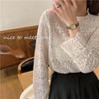 Mock Neck Lace Blouse As Shown In Figure - One Size