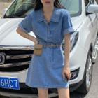 Short-sleeve Denim Shirt / A-line Skirt / Set