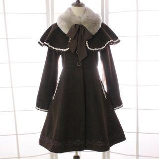 Furry Collar Tie Waist Long Coat