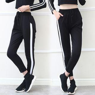 Drawstring-waist Contrast-trim Sweatpants