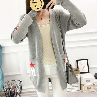 Open Front Printed Long Cardigan