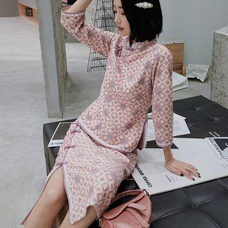 Set: 3/4-sleeve Qipao Top + Midi Skirt