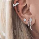 Alloy Ear Stud Set Set Of 5 - Silver - One Size