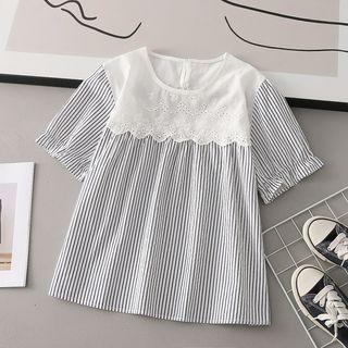 Striped Panel Blouse Stripes Panel - Black & White - One Size