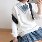 Plaid A-line Skirt / Tie / Bow Tie
