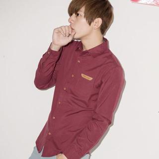 Plain Leather-trim Shirt
